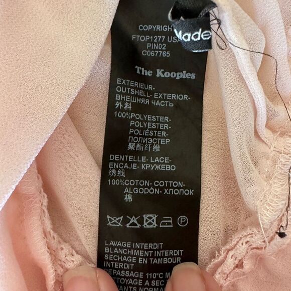 The Kooples romantic sheer tie shirt with peasant sleeves lace detail - Large - Picture 6 of 7